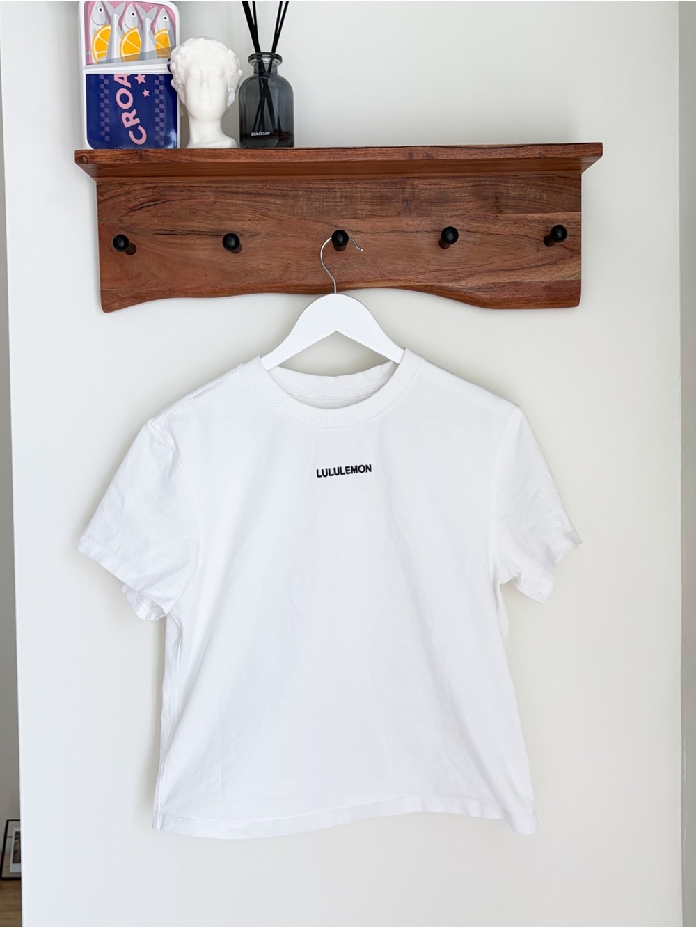 Lululemon Relaxed-Fit Cotton Jersey T-Shirt Wordmark White sz 4